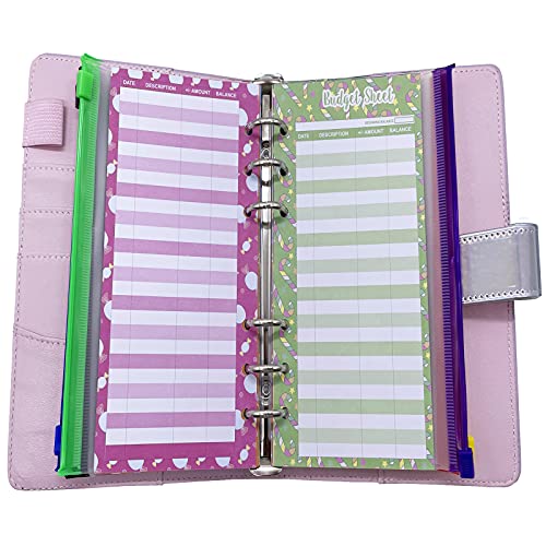 60Pcs Budget Sheets Expense Tracker Paper Refill Inserts With Holes For A6 Binder Cash Envelope System Wallet,Cartoon Candy Pattern #TOP4
