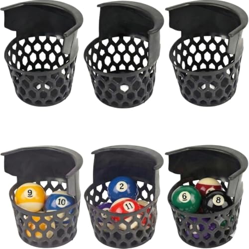 6-Pack Pool Table Pockets Replacement Universal Fit for fit Replacement Pockets Billiard Table & Commercial Tables High-Impact ABS Plastic Tool-Free Installation Durable Pool Table Accessories