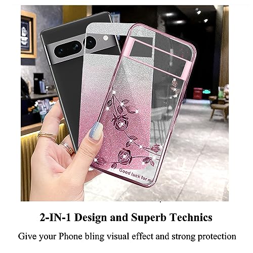 Coque Google Pixel 7 Pro transparente violette paillettes silicone slim - 4