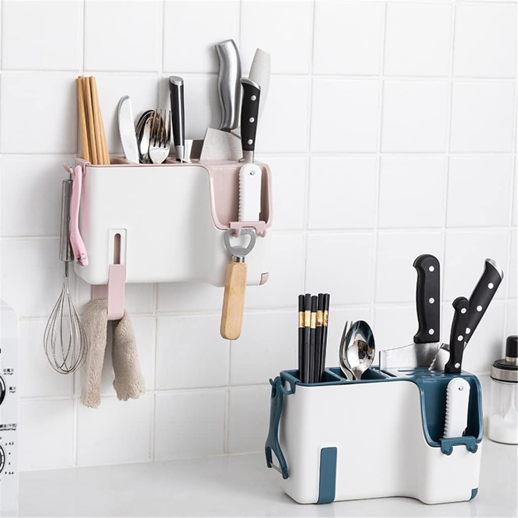 Kitchen Wall Hanging Chopsticks Storage Holder Tableware Organizer Rack Shelf Dish Drying Basket Drainer Container(E)