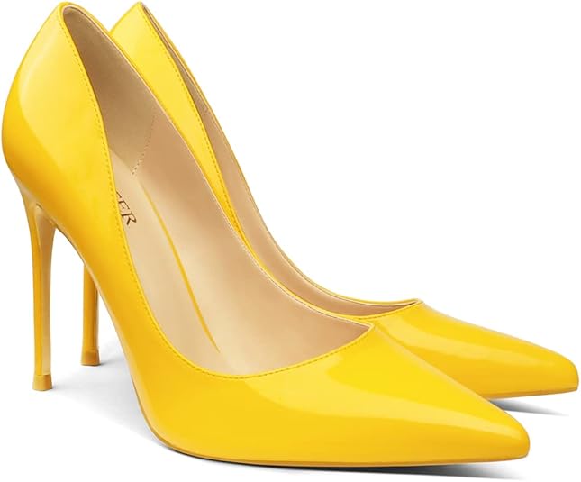 COLETER Women's 4 Inch Pumps Pointy Toe Wedding Dress Shoes Slip on Stiletto Pumps