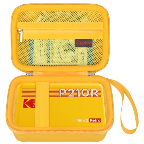 Image of Elonbo Carrying Case for KODAK Mini 2 Retro 2x3 inch P210R 4PASS Portable Photo Printer, Kodak Mini Instant Digital Camera Hard Travel Bag Storage Holder, Pocket Fits Film Cartridge, Yellow