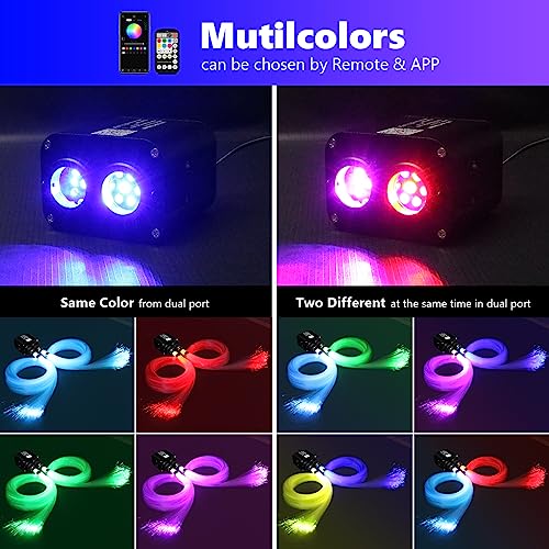 Image of AMKI Dual Color 20W Twinkle Starlight Headliner Kit 600pcs 0.03in 9.8ft Fiber Optic Star Ceiling Light Sound Activated Music Mode APP /Remote Control Dual Port Light Box for Car Home Roof Decor