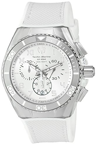 TechnoMarine Unisex Quarzuhr mit Weiß Zifferblatt Chronograph-Anzeige und Weiß Silikon Strap tm-115007
