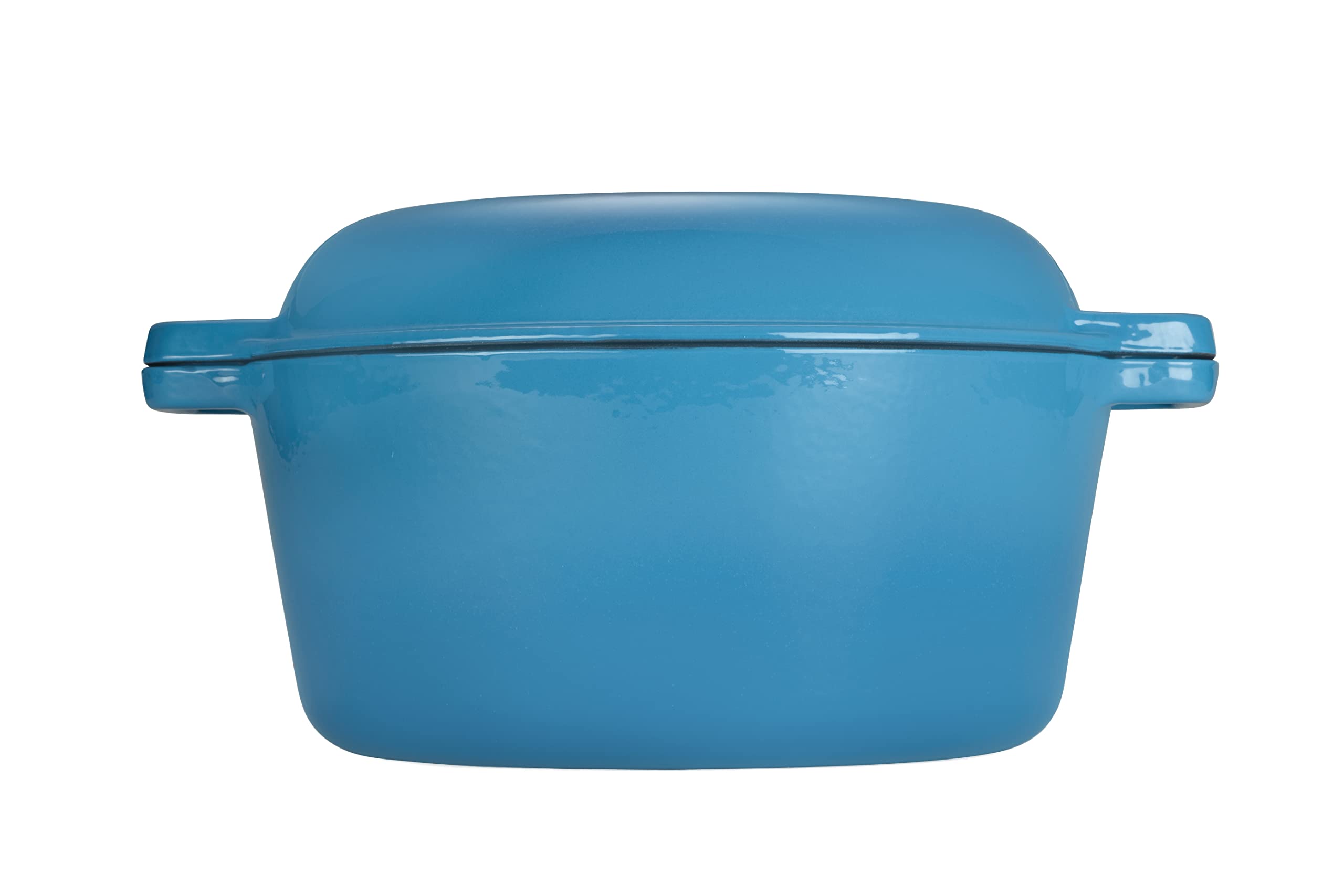 ECHTWERK 2-in-1 braadpan en grillpannenset, gietijzeren stoofpan met deksel, gietijzeren pan met geëmailleerde coating, geschikt voor oven, grill, BBQ en inductie, lichtblauw, 2,5 l, 25,2 cm