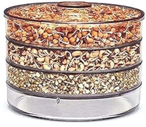 Image of UCRAVO 4 Layer Sprout Maker Container 500ml Sprouting Tray Seed Germination Kit Multi Tier Sprouted Grains Maker Plastic Sprouts Growing Container for Moong Chana Methi Beans Healthy Home Kitchen Use
