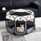 ZOYDP Welpenauslauf Faltbar, 73 x 73 x 43cm Welpenlaufstall für Drinnen, Laufstall Hund Pop-Up, Hundelaufstall für Wohnung, Hundeauslauf für Innen Hasen Katzen, Indoor/Outdoor Reisen Camping