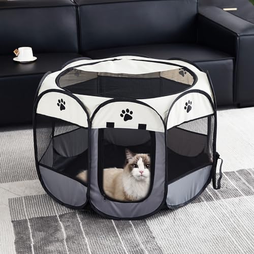 ZOYDP Welpenauslauf Faltbar, 73 x 73 x 43cm Welpenlaufstall für Drinnen, Laufstall Hund Pop-Up, Hundelaufstall für Wohnung, Hundeauslauf für Innen Hasen Katzen, Indoor/Outdoor Reisen Camping