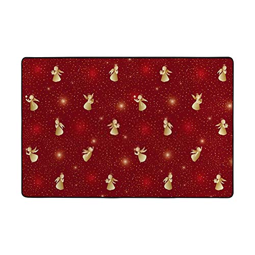 Tapis de salon imprimé étoiles rouges et anges dorés Ruchen - 2