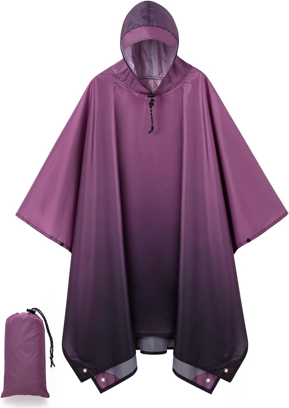 Hooded Rain Poncho for Adult, Waterproof Lightweight Raincoat for Hiking Camping Hooded Rain Poncho for Adult, Waterproof Lightweight Raincoat for Hiking Camping