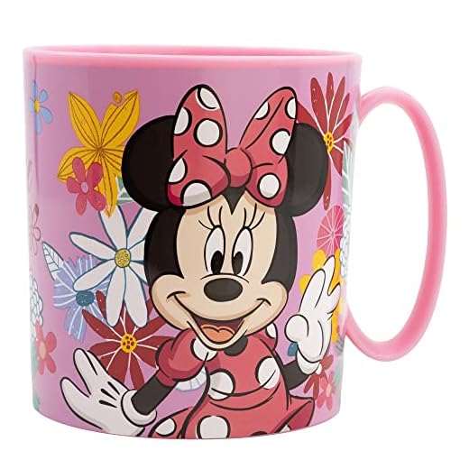 Taza infantil de plástico reutilizable para microondas de 390 ML de Minnie Mouse