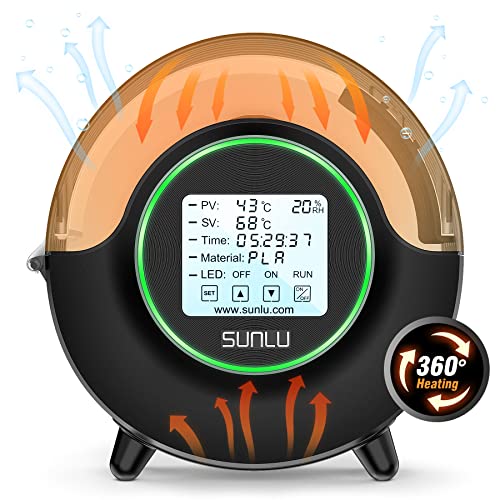 SUNLU Official Filament Dryer S2 with Fan, Chauffage Ã  360Â° tout Autour, SÃ©chage Filament 3D, TempÃ©rature Maximale 70â SÃ©chage Filament Efficace, PLA PETG ABS PA PC 3D Filament Dryer SUNLU S2, (Noir)