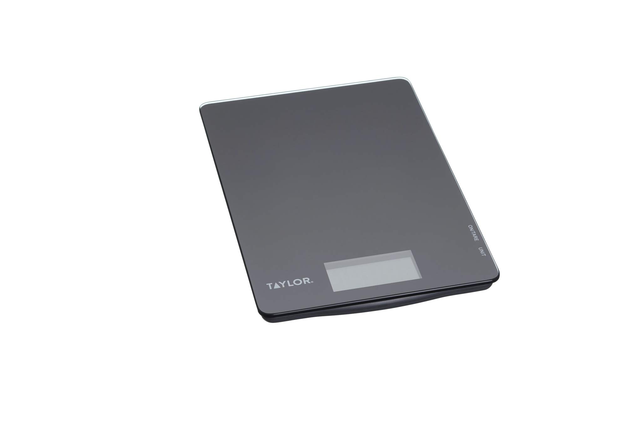 Taylor Pro Balances de Cuisine Numériques, Compactes Ultra Fines Standard Professionnel avec Fonction Tare et Précision, Verre Noir, 5 kg de Capacité