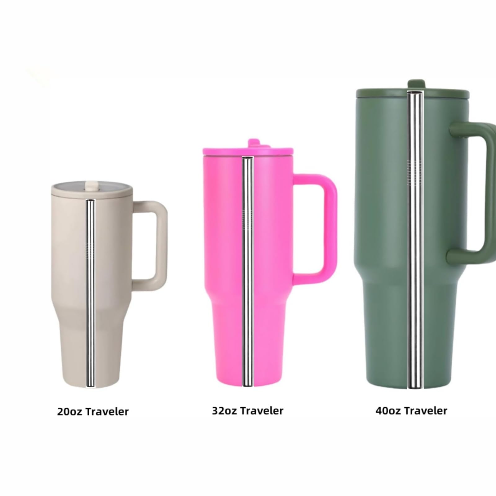 Replacement Straws for Hydrojug Traveler 20oz, Reusable Stainless Steel Straws with 2PCS Straw Cleaner Brushes Compatible with HydroJug Accessories