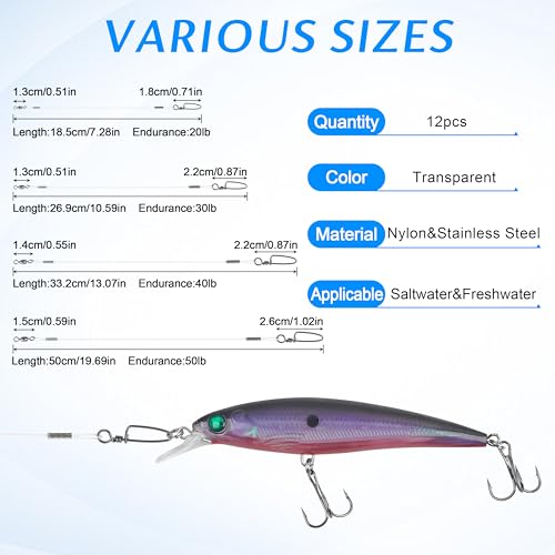 12 piezas de líderes de nylon para pesca miniatura 4