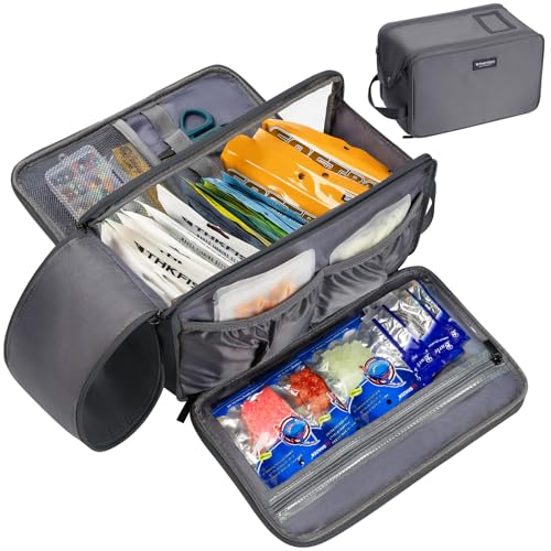 THKFISH Fishing Soft Plastic Bait Storage Water-Resistant Extra-Large Clear Sleeves Tackle Bait Bag Storage For Lure Hooks Sinkers & Fishing Accessories(Grey)