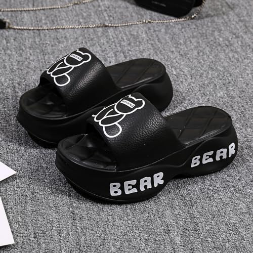 Bear Slide Sandals for Women,Slippers for summer, innovative open toed slippers, beach swimming pool shower shoes, thick soled cushioning Indoor/Outdoor, Comfortable, Versatile2