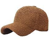 Faux-Sherpa-Baseball-Hat for Women & Men Winter Warm Faux Shearling Baseball Cap Teddy-Fleece Hip-Hop Cap Caramel