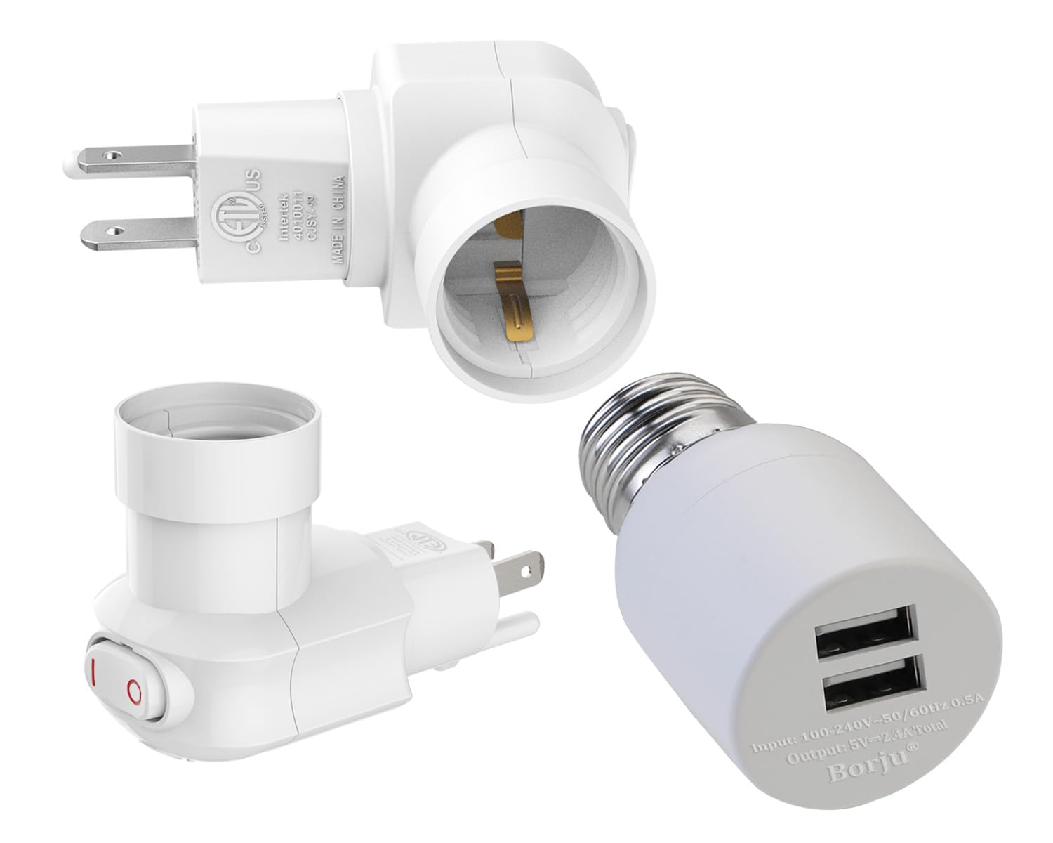 Plug in Light Socket[2 Pack]+ Light Socket USB Adapter