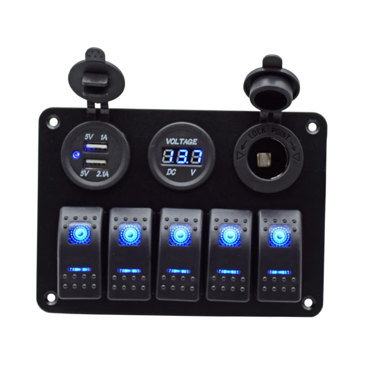 Tofficu Position Switch Panel Boat Panel Switch for Truck Rv Yacht Modification Circuit Breaker Voltmeter Display