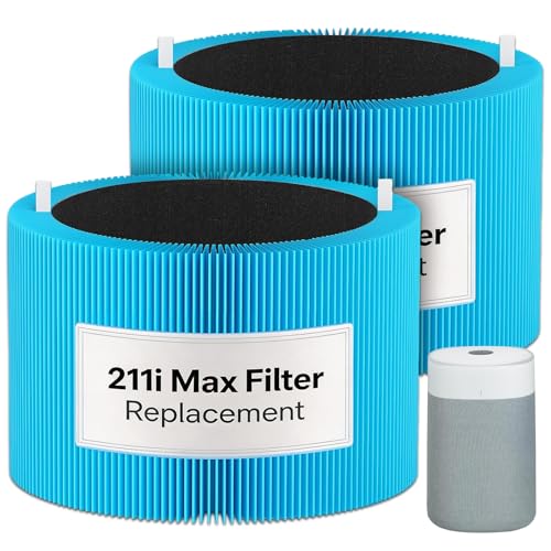 Image of 211i Max Replacement Filter Compatible for Blueair Blue Pure 211i Max(Not for 211+ /211+ Auto), Efficient&Powerful Particle Dust Pet Dander Filter&Odor Smoke Activated Carbon Filter, F2MAX, Blue, 2Pack