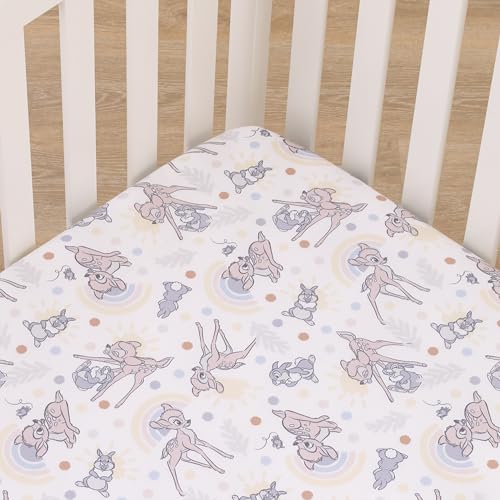 Image of Disney B is for Bambi Tan, Gray, and White Nursery Fitted Crib Sheet