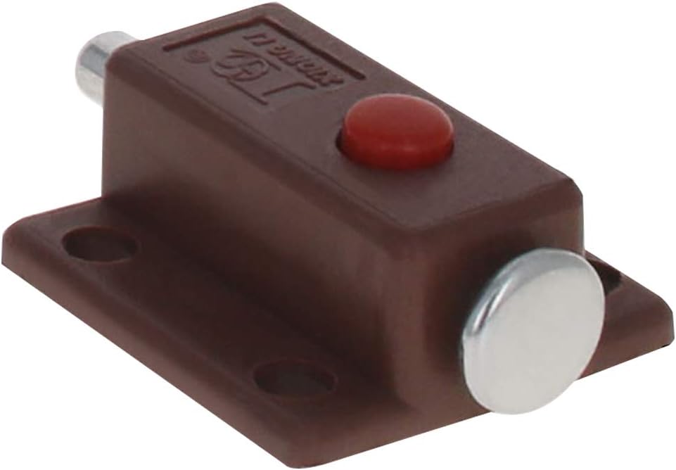 Yinpecly Bolt Sliding Lock Security Latch Door Bolt Lock 37mm Length Plastic for Door, Cabinet, Furniture Hardware Accessories,with Switch Button and Cover Brown 20PCS
