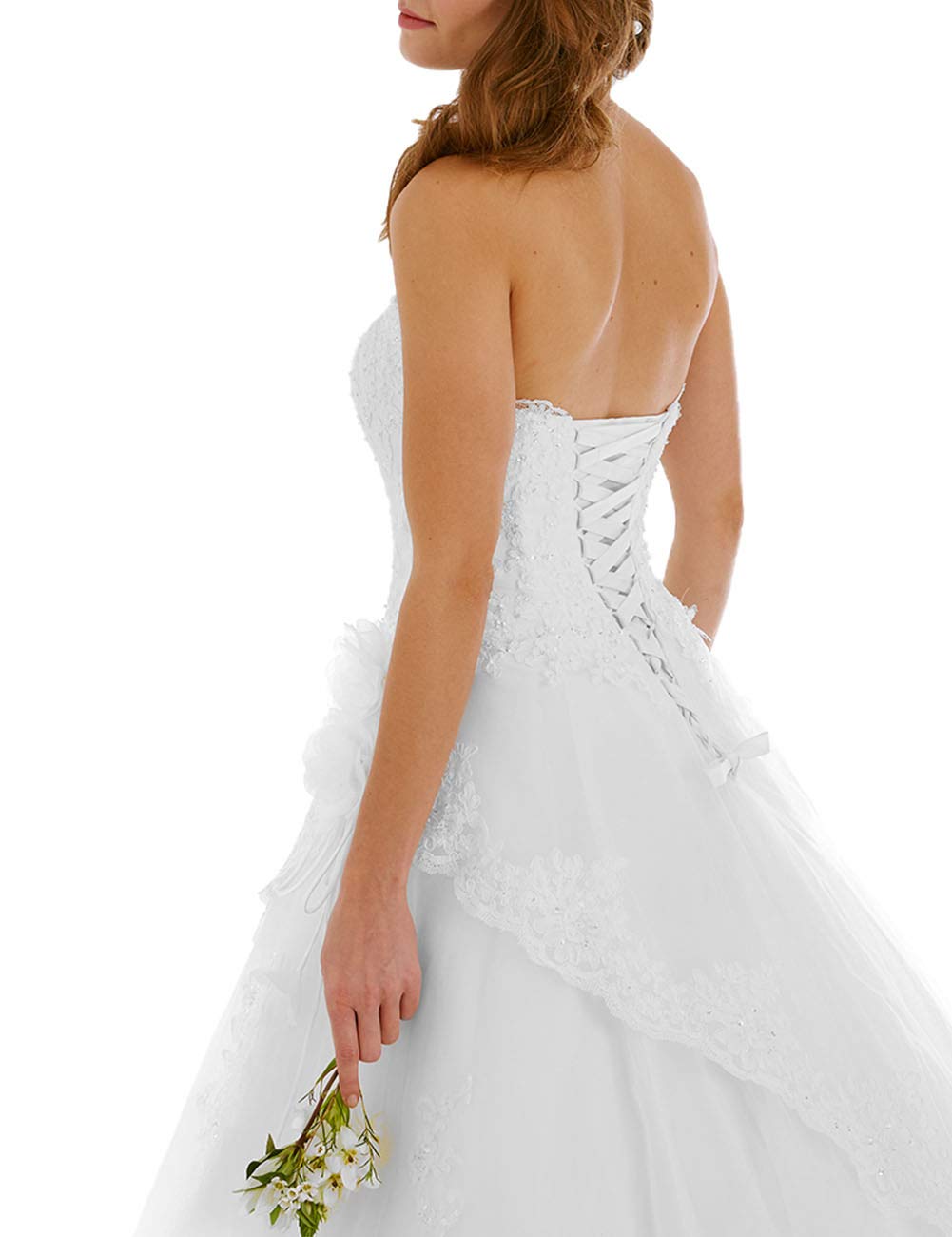 A-Line Abito da Sposa Glitter Senza Maniche Bridal Fashion Circostanza Civil Dress, WZEFEIO, Bianco, 46