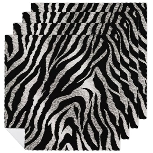 Servilletas de Tela Estampado Cebra Blanco y Negro Pack 6 miniatura 1