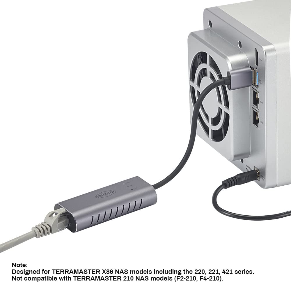 TERRAMASTER Adaptateur Ethernet USB A vers 2,5 G (TMUAE2500), clé USB 3.0 Gigabit LAN, Connexion réseau LAN Filaire pour NAS, Mac OS, Linux, Windows, idéal pour TERRAMASTER NAS