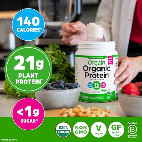image for Orgain Organic Vegan Protein Powder, Natural Unsweetened - 21g of Plan