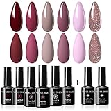 Einfache Anwendung Gel für Nägel - Die klassische pinkfarbene nude gel nagellack serie mit basis und decklack hat eine dauerhafte wirkung von mehr als 21 tagen mit großartigem glanz. Und sie können die freude an der nageldekoration auch für anfänger genießen.
