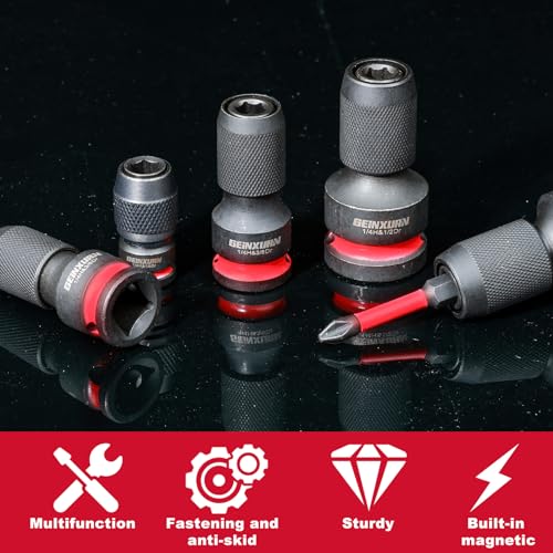 Geinxurn GIAD1438-002 2Pcs Impact Screwdriver Bit Holders, 3/8-Inch Square Drive To 1/4-Inch Quick Release Hex Socket Adapter thumb #7