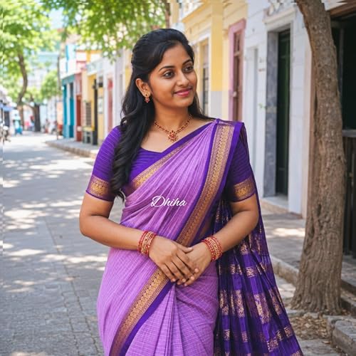 Image of Gadwal Cotton Silk Checked Saree for Women | Pure Kalyani Cotton Checked Saree with Zari Border Tassels & Blouse | Kanjivaram Linen Silk | Handloom Weave