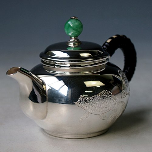 Amazon｜【日本製・証明書付き】 純銀製 烏龍茶急須（小）みがき 翡翠