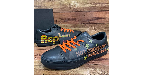 新品 正規品⭐️REPLAY⭐️43ブラック ペイントスニーカー