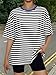 Trendy Queen Womens Black and White Striped Shirts Fashion Workout Plus Size Tops Short Sleeve Beach Vacation Gym Clothes 2026 SEBlackWhite L