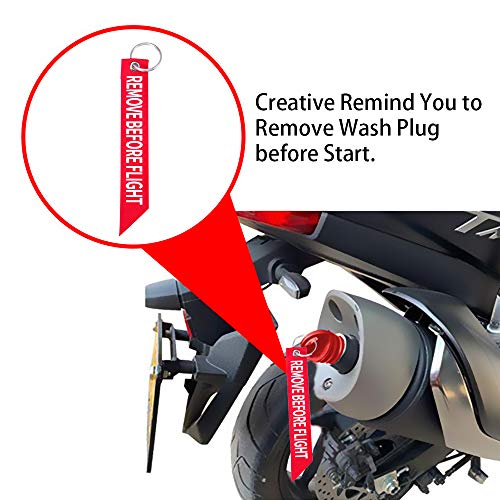 Image of Red 0.6 inch-1.5 inch Muffler Exhaust Wash Plug, Motorcycle Dirt Bike 2 Stroke w /Streamer Flight Rubber Exhaust Silencer -2 Pack