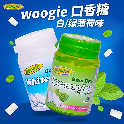 Amazon.com : 德国进口休闲零食品woogie白绿薄荷味无糖口香糖64.4g木糖 