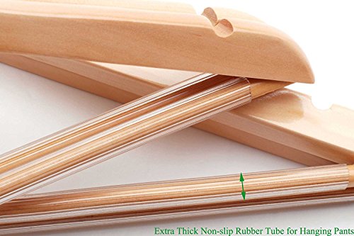 TOPIA HANGER Extra Strong Cherry Wooden Suit Hangers, Solid Wood Coat Hangers, Glossy Finish with Extra Thick Chrome Hooks & Anti-Slip Bar, 16-Pack CT01M - Thumbnail 3