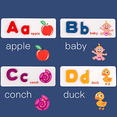 Jogo de palavras de soletração de madeira Cartão de reconhecimento de letras Enigma Montessori STEM