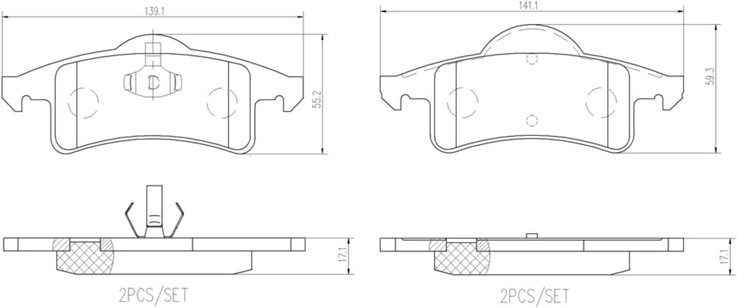 Brembo P37006N Premium Ceramic Rear Disc Brake Pad Set JEEP/JEEP (BJC) OE# 05011970AA