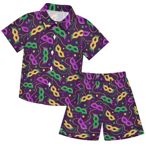 Image of visesunny Boy's 2 Pieces Shirt and Short Set Casual Shirts Short Sleeve Beach Shorts Summer Outfits for 3-10 Years Kids