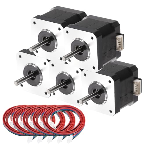 sourcing map 5 Pcs Nema 17 Stepper Motor 42x42x40MM Bipolar 1.5A/2.8V 0.4N.M 42 Motor 2 Phase Servo Motor 1.11 Degree 4-