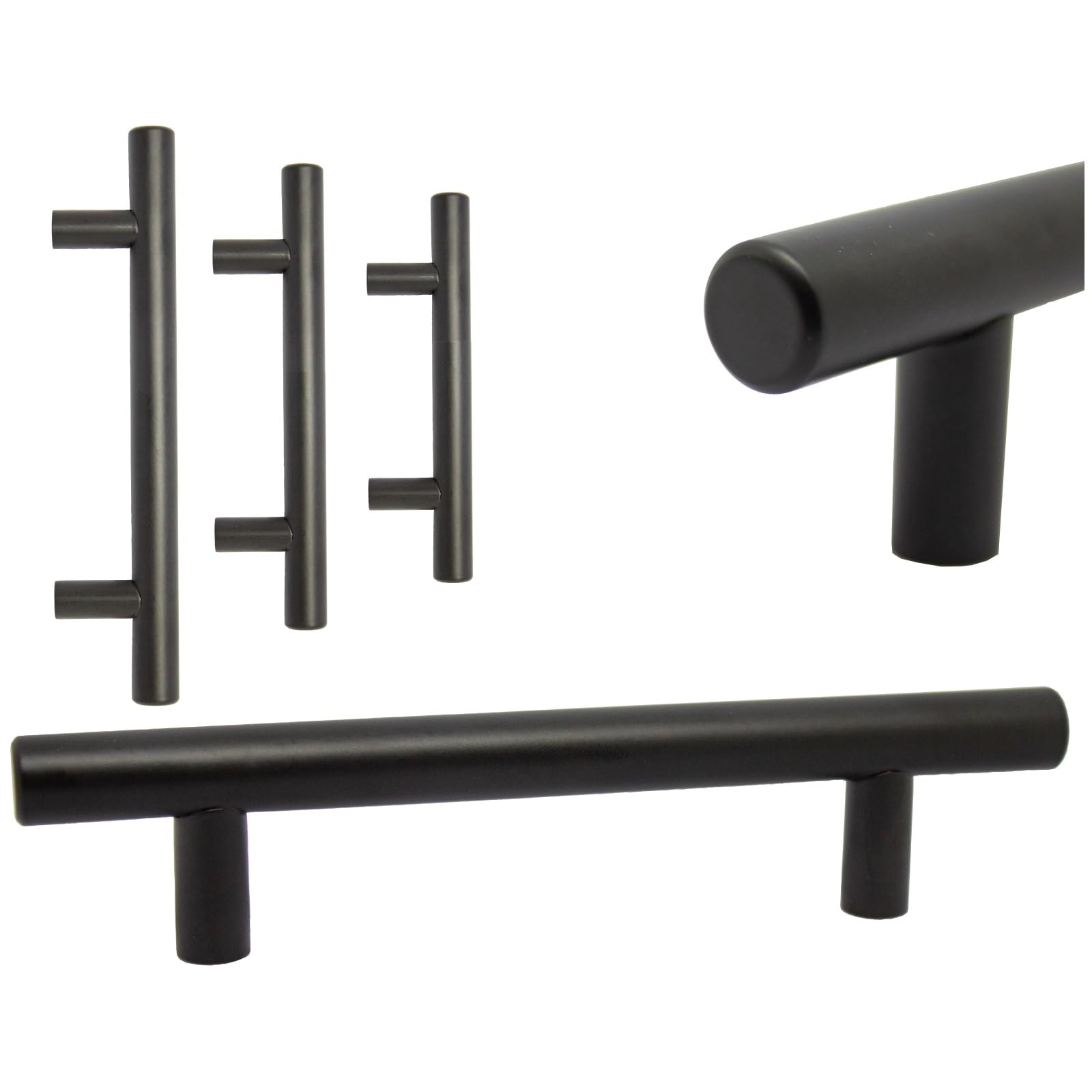 Dihl Pack of 4 Modern Black 96mm Centre-to-Centre T-Bar Kitchen Handle - 150mm Overall Length, Sleek and Sturdy Cabinet Drawer Pull for Contemporary Home Décor, Easy Installation, 4 Pcs