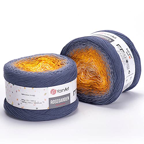Image of Yarn Art Flowers Rosegarden 100% Cotton 250gr 8.80 oz 1094yds Multicolor Cotton Yarn Rainbow Crochet Yarn Spring Summer (326)