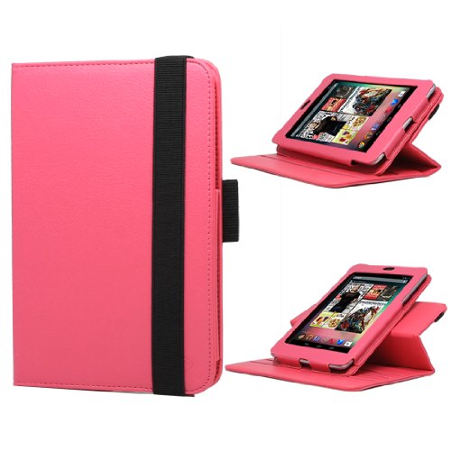 KaysCase Two Piece Detachable Multiple Angle View Leather Cover Case for Google Nexus 7 inch Tablet (Hot Pink) Version 2 with Auto Sleep/Wake Function