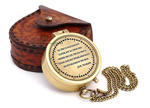 RII Pocket Brass Compass, Nautical Navy Compass for Camping, Travelling, Hiking, Boating, Gift Compass for, Birthday, Anniversary, Wedding, Retirement, to Loved Ones with Imprinted Leather Case