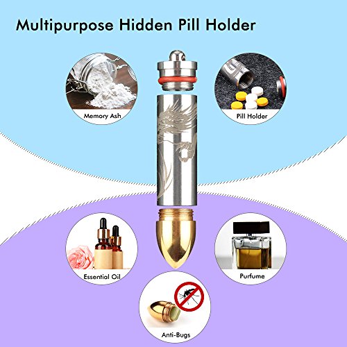 ANO Titanium Mini Nitro Pill Fob Inner Diameter 0.32 Inch with Premium 28 Inches Necklace and Extra Chamber Tip Light Weight Pill Holder for EDC Waterproof 30ft - Thumbnail 2