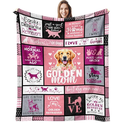 SENHIJI Dog Mom Gifts for Women Throw Blanket 60"X50" (60"X50", Golden Retriever)